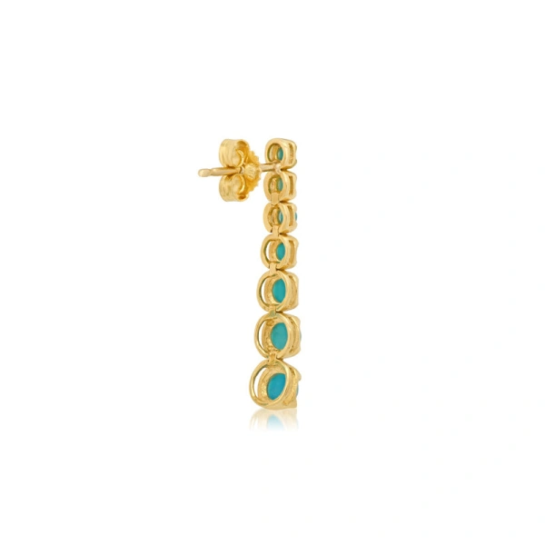 Jennifer Meyer Graduated Turquoise Tennis Studs in 18K Yellow Gold | Fine Earrings | Coveti