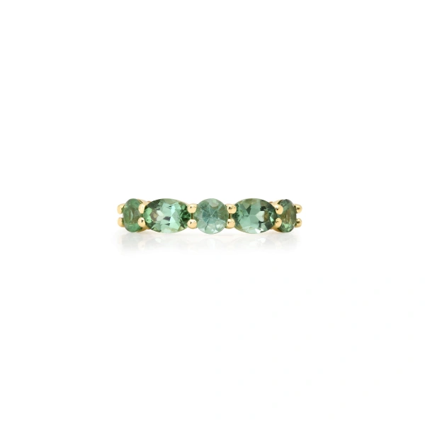 Jennifer Meyer Green Tourmaline Mosaic Ring in 18K Yellow Gold | Fine Rings | Coveti