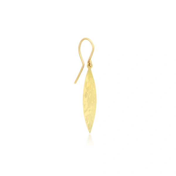 Jennifer Meyer Hammered 1 Marquise Drop Earrings in 18K Yellow Gold | Fine Earrings | Coveti