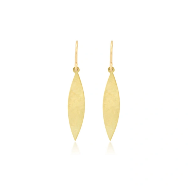 Hammered 1 Marquise Drop Earrings in 18K Yellow Gold