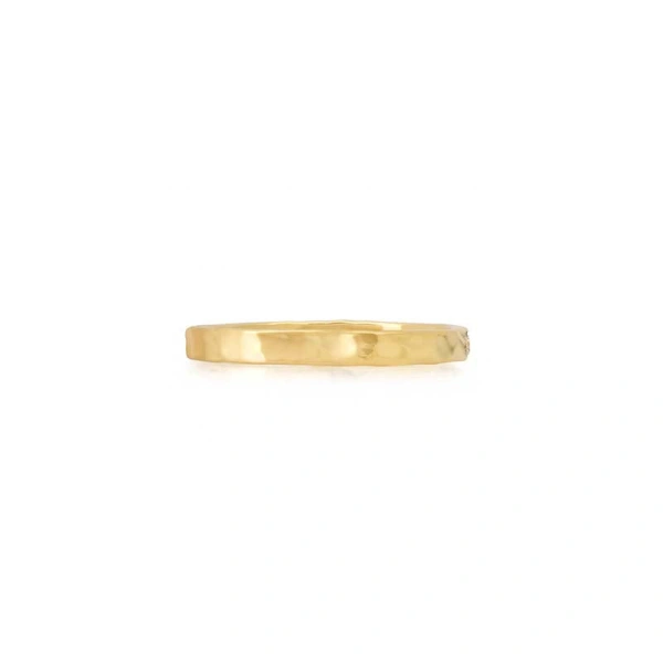 Jennifer Meyer Hammered Ellen Band with Diamond Accent in 18K Yellow Gold | Fine Rings | Coveti