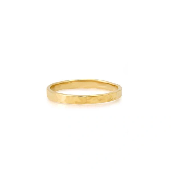 Jennifer Meyer Hammered Ellen Band with Diamond Accent in 18K Yellow Gold | Fine Rings | Coveti