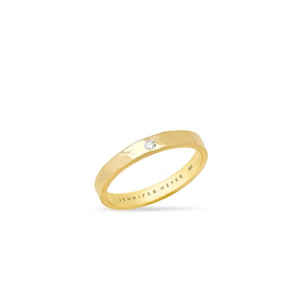 Jennifer Meyer Hammered Ellen Band with Diamond Accent in 18K Yellow Gold | Fine Rings | Coveti