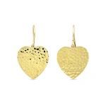 Jennifer Meyer Hammered Heart Earrings in 18K Yellow Gold | Fine Earrings | Coveti