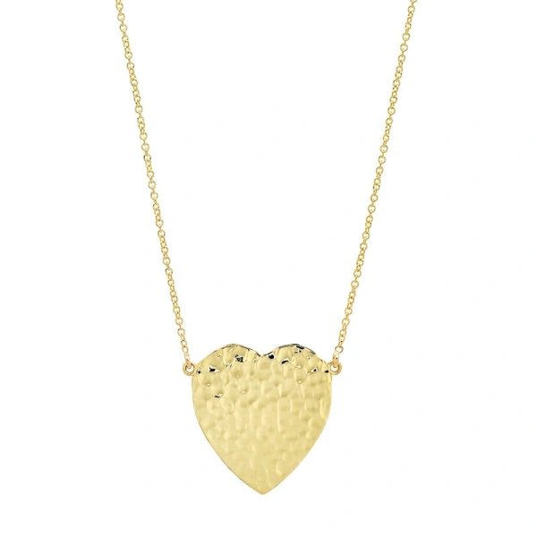 Jennifer Meyer Hammered Heart Necklace in 18K Yellow Gold | Fine Necklaces | Coveti