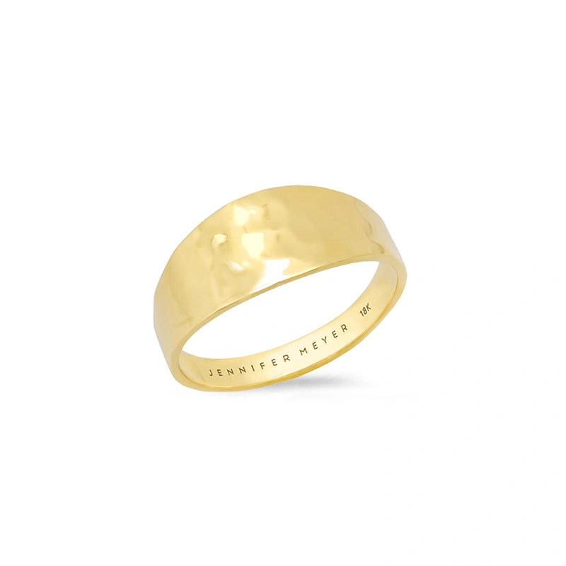 Jennifer Meyer Hammered Tapered Band in 18K Yellow Gold Jennifer Meyer Hammered Tapered Band in 18K Yellow Gold | Fine Rings | Coveti