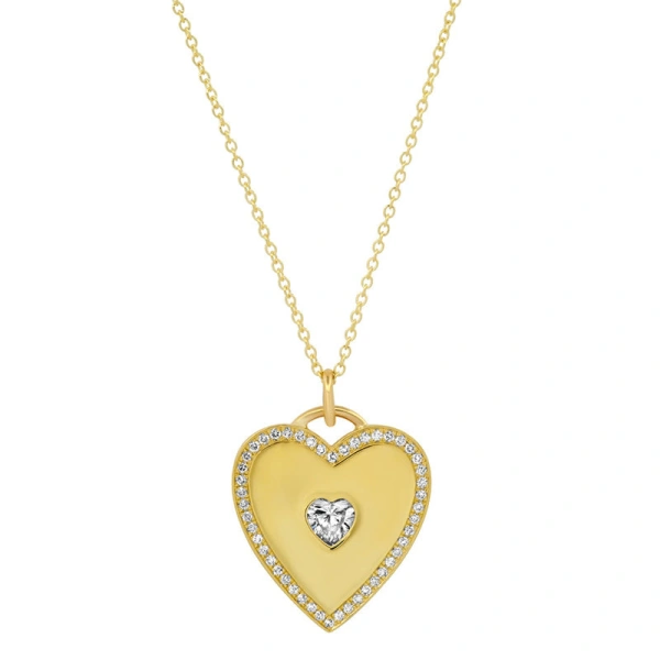 Jennifer Meyer Heart Necklace with Diamonds in 18K Yellow Gold | Fine Necklaces | Coveti