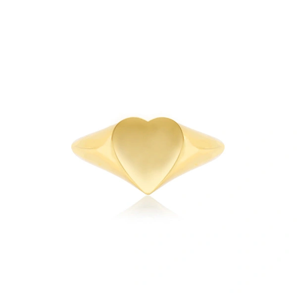 Jennifer Meyer Heart Signet Ring in 18K Yellow Gold | Fine Rings | Coveti