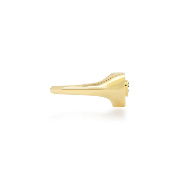 Jennifer Meyer Heart Signet Ring with Heart Cut Diamond in 18K Yellow Gold | Fine Rings | Coveti
