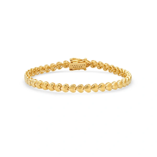 Jennifer Meyer Heart Tennis Bracelet in 18K White Gold | Fine Bracelets | Coveti