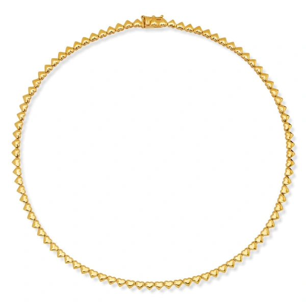 Jennifer Meyer Heart Tennis Necklace in 18K Yellow Gold | Fine Necklaces | Coveti