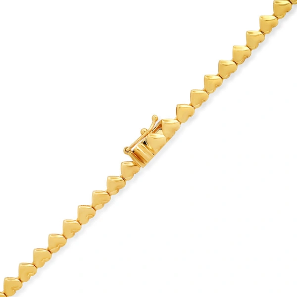 Jennifer Meyer Heart Tennis Necklace in 18K Yellow Gold | Fine Necklaces | Coveti