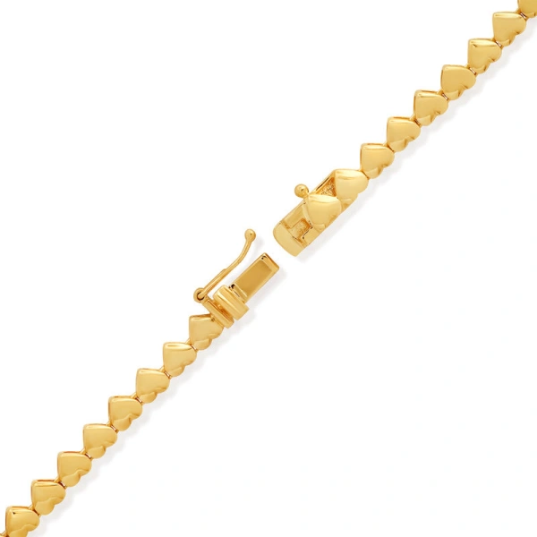 Jennifer Meyer Heart Tennis Necklace in 18K Yellow Gold | Fine Necklaces | Coveti