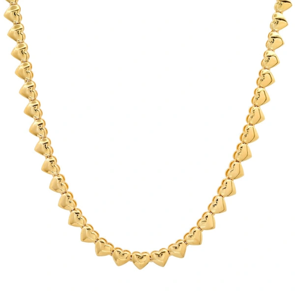 Jennifer Meyer Heart Tennis Necklace in 18K Yellow Gold | Fine Necklaces | Coveti