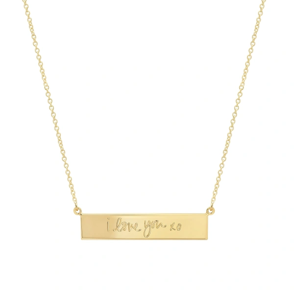 Jennifer Meyer Heirloom Handwritten Nameplate Necklace in 18K Yellow Gold | Fine Necklaces | Coveti