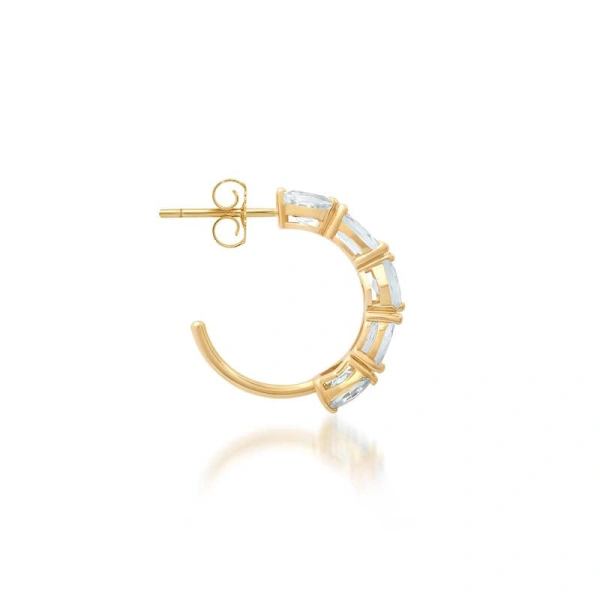 Jennifer Meyer Hexagon and Oval Cut Aquamarine Hoops in 18K Yellow Gold | Fine Earrings | Coveti