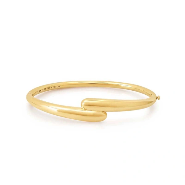 Jennifer Meyer Hinged Double Dome Bangle in 18K Yellow Gold | Fine Bracelets | Coveti