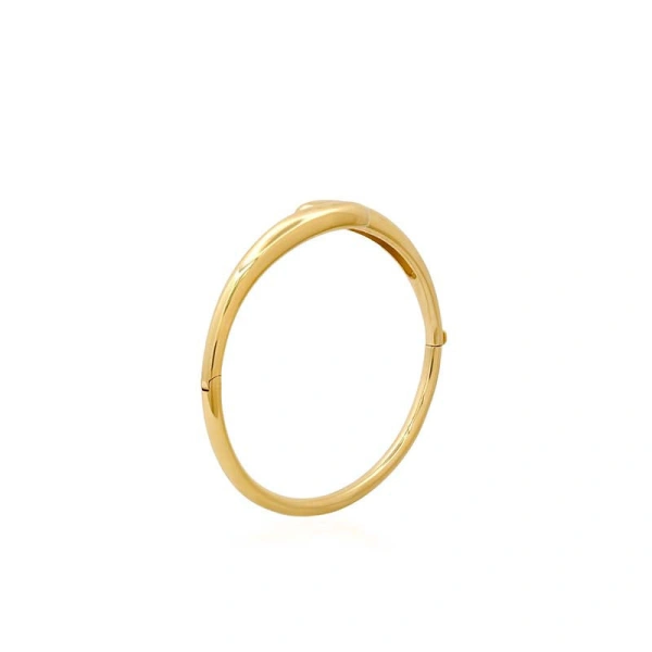 Jennifer Meyer Hinged Double Dome Bangle in 18K Yellow Gold | Fine Bracelets | Coveti