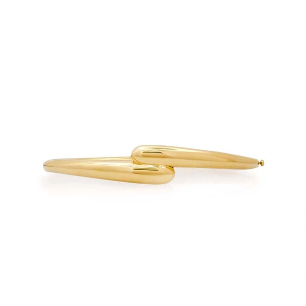 Hinged Double Dome Bangle in 18K Yellow Gold