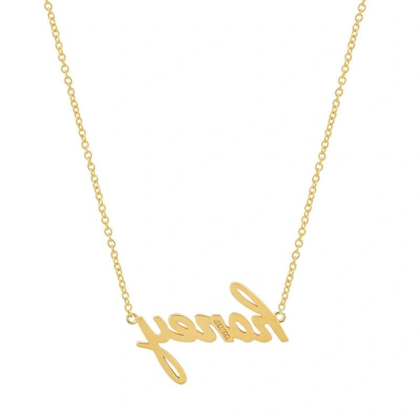 Jennifer Meyer Honey Script Necklace in 18K Yellow Gold | Fine Necklaces | Coveti
