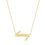Jennifer Meyer Honey Script Necklace in 18K Yellow Gold | Fine Necklaces | Coveti