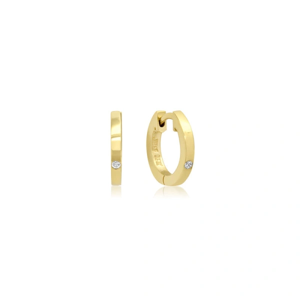 Jennifer Meyer Huggies with Diamond Accent in 18K Yellow Gold | Fine Earrings | Coveti