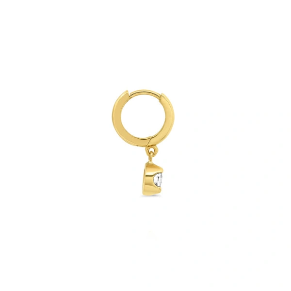 Jennifer Meyer Huggies with Illusion Set Diamond Drop in 18K Yellow Gold | Fine Earrings | Coveti
