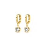 Jennifer Meyer Huggies with Illusion Set Diamond Drop in 18K Yellow Gold | Fine Earrings | Coveti