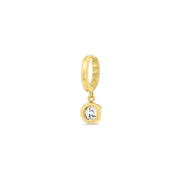 Jennifer Meyer Huggies with Illusion Set Diamond Drop in 18K Yellow Gold | Fine Earrings | Coveti