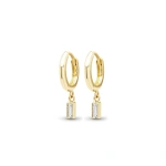Jennifer Meyer Huggies with Mini Baguette Cut Diamond Drop in 18K Yellow Gold | Fine Earrings | Coveti