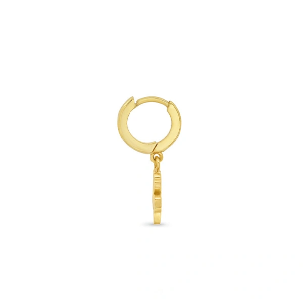 Jennifer Meyer Huggies with Mini Clover Drop in 18K Yellow Gold | Fine Earrings | Coveti