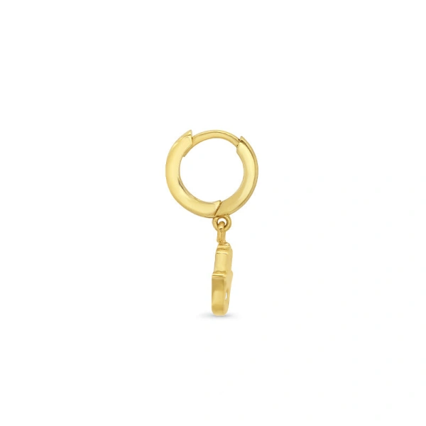 Jennifer Meyer Huggies with Mini Hamsa Drop in 18K Yellow Gold | Fine Earrings | Coveti