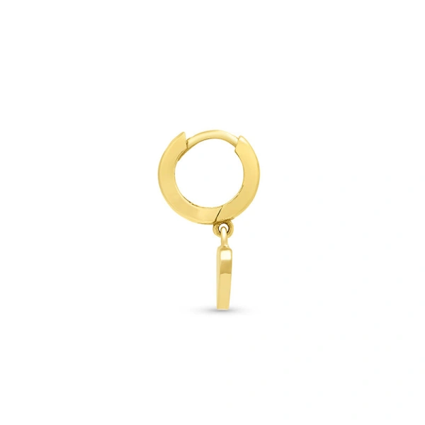 Jennifer Meyer Huggies with Mini Heart Drop in 18K Yellow Gold | Fine Earrings | Coveti