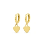 Jennifer Meyer Huggies with Mini Heart Drop in 18K Yellow Gold | Fine Earrings | Coveti