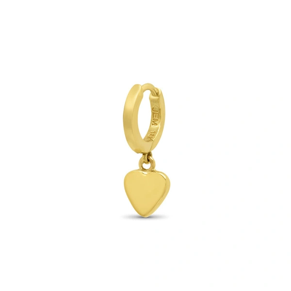 Jennifer Meyer Huggies with Mini Heart Drop in 18K Yellow Gold | Fine Earrings | Coveti