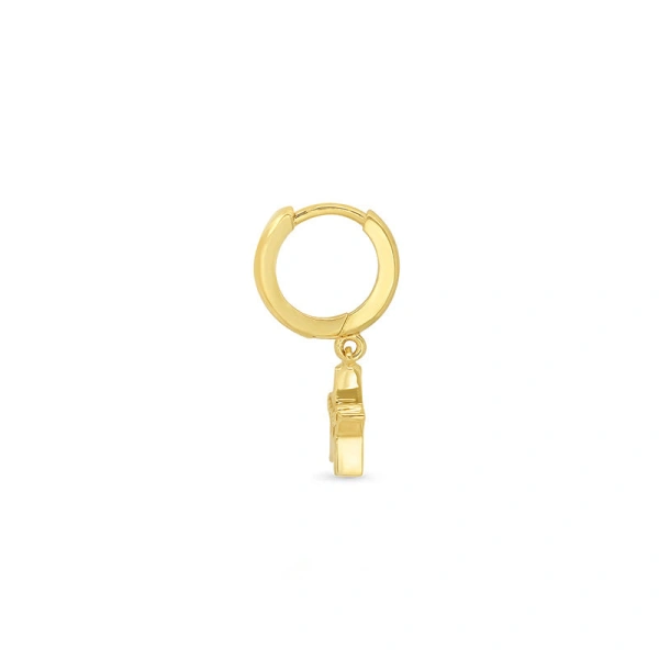 Jennifer Meyer Huggies with Mini Star Drop in 18K Yellow Gold | Fine Earrings | Coveti
