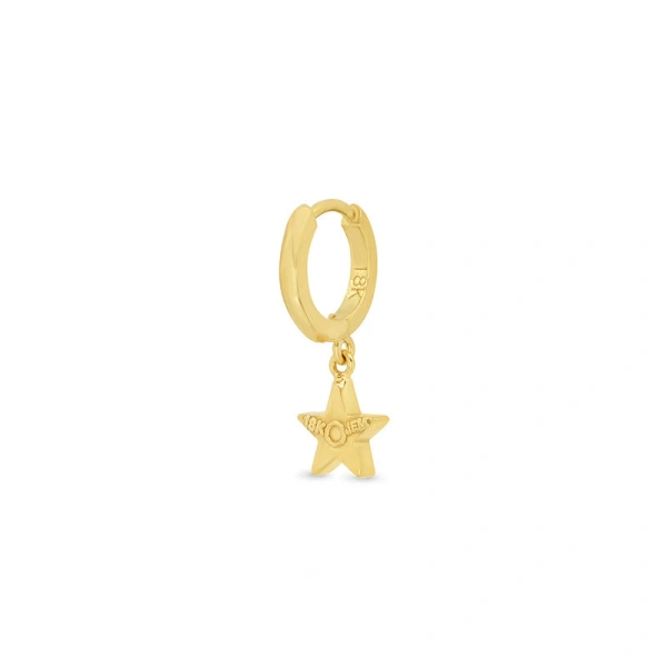 Jennifer Meyer Huggies with Mini Star Drop in 18K Yellow Gold | Fine Earrings | Coveti