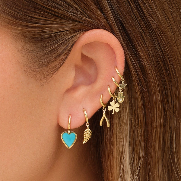 Jennifer Meyer Huggies with Mini Star Drop in 18K Yellow Gold | Fine Earrings | Coveti