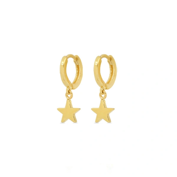 Huggies with Mini Star Drop in 18K Yellow Gold