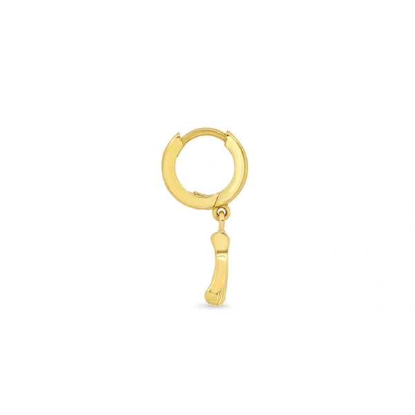 Jennifer Meyer Huggies with Mini Wishbone Drop in 18K Yellow Gold | Fine Earrings | Coveti