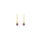 Jennifer Meyer Illusion Set Amethyst Drop Earrings in 18K Yellow Gold | Fine Earrings | Coveti