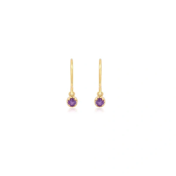 Jennifer Meyer Illusion Set Amethyst Drop Earrings in 18K Yellow Gold | Fine Earrings | Coveti