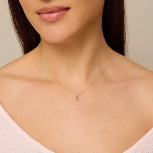 Jennifer Meyer Illusion Set Amethyst Pendant Necklace in 18K Yellow Gold | Fine Necklaces | Coveti