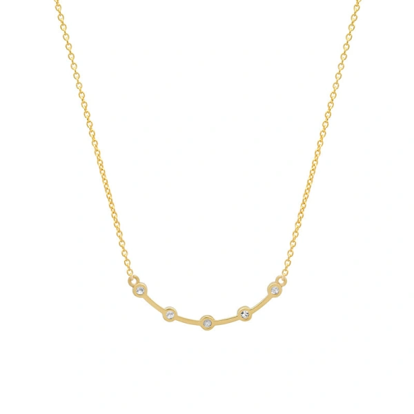 Jennifer Meyer Illusion Set Diamond Curved Stick Necklace in 18K Yellow Gold | Fine Necklaces | Coveti