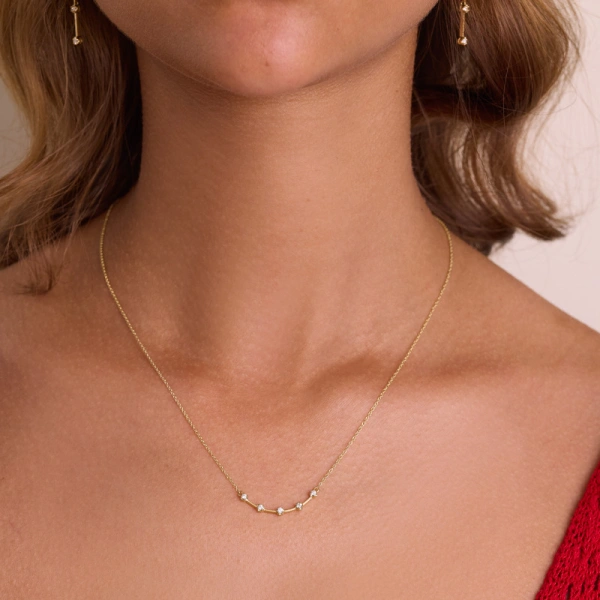 Jennifer Meyer Illusion Set Diamond Curved Stick Necklace in 18K Yellow Gold | Fine Necklaces | Coveti