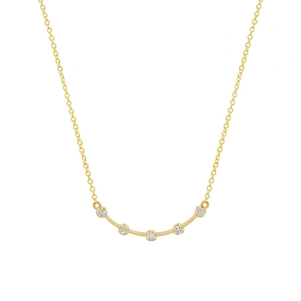 Jennifer Meyer Illusion Set Diamond Curved Stick Necklace in 18K Yellow Gold | Fine Necklaces | Coveti