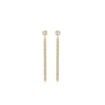 Jennifer Meyer Illusion Set Diamond & Diamond Stick Stud Earrings in 18K Yellow Gold | Fine Earrings | Coveti