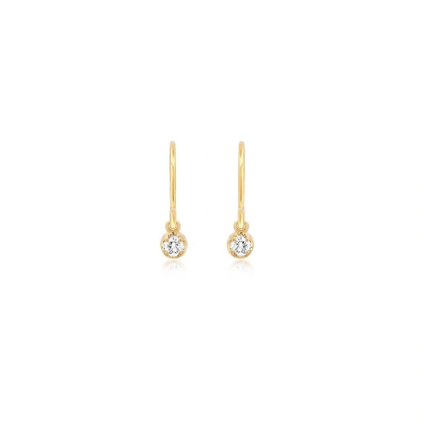 Jennifer Meyer Illusion Set Diamond Drop Earrings in 18K Yellow Gold | Fine Earrings | Coveti