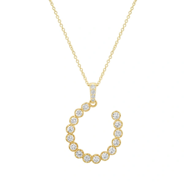 Jennifer Meyer Illusion Set Diamond Horseshoe Necklace in 14K Yellow Gold | Fine Necklaces | Coveti