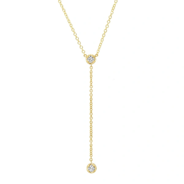 Jennifer Meyer Illusion Set Diamond Lariat in 18K Yellow Gold | Fine Necklaces | Coveti
